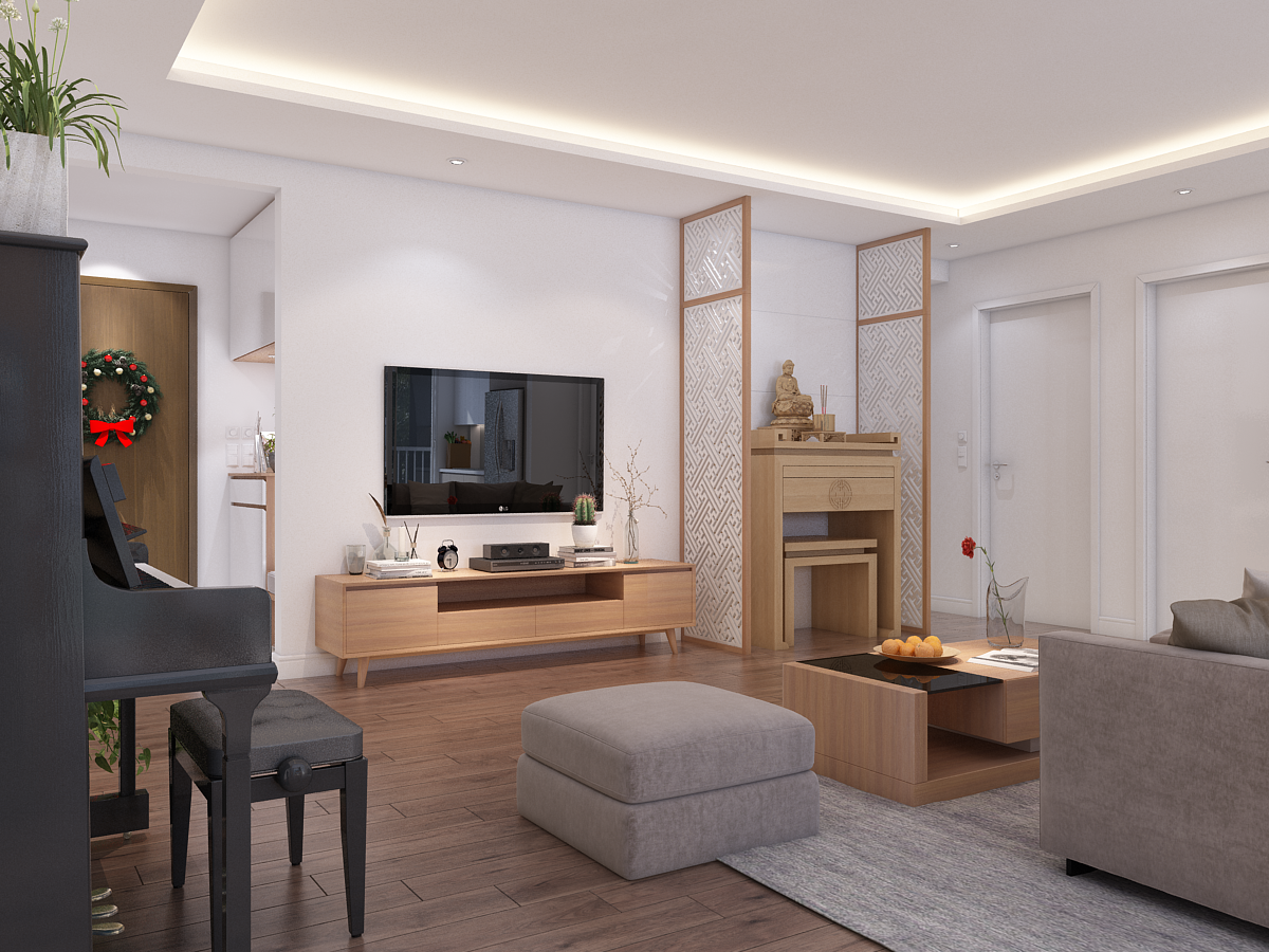 Thiết kế nội thất phòng khách + phòng bếp hiện đại cho biệt thự